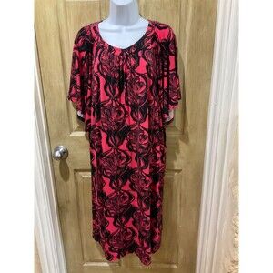 Women's Dana Buchman Dress Floral Pink Black Size XL